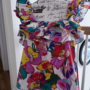 Bright Floral Ruffle Women’s Top - New Tags Enthro brand sz Large